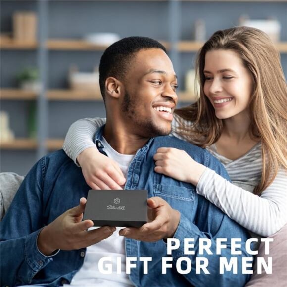 Slim Bifold Wallet for Men - 12 Card Slots, RFID, Money Clip & Gift Box, Orange‎ - Picture 6 of 7